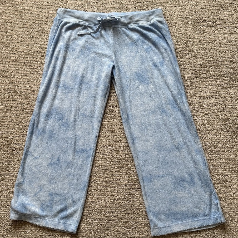 YTK Vintage San Francisco City Lights Large Blue Tie Dye Terry Lounge Pants USA